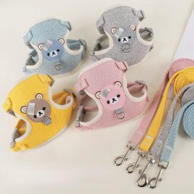 Dog Harness for Small Dogs Adjustable Dog Puppy Kitten Cat Harness and Leash Set Dog Leash Dog Cat Collar Dog Cat Accessories (Color: Gray, size: S)